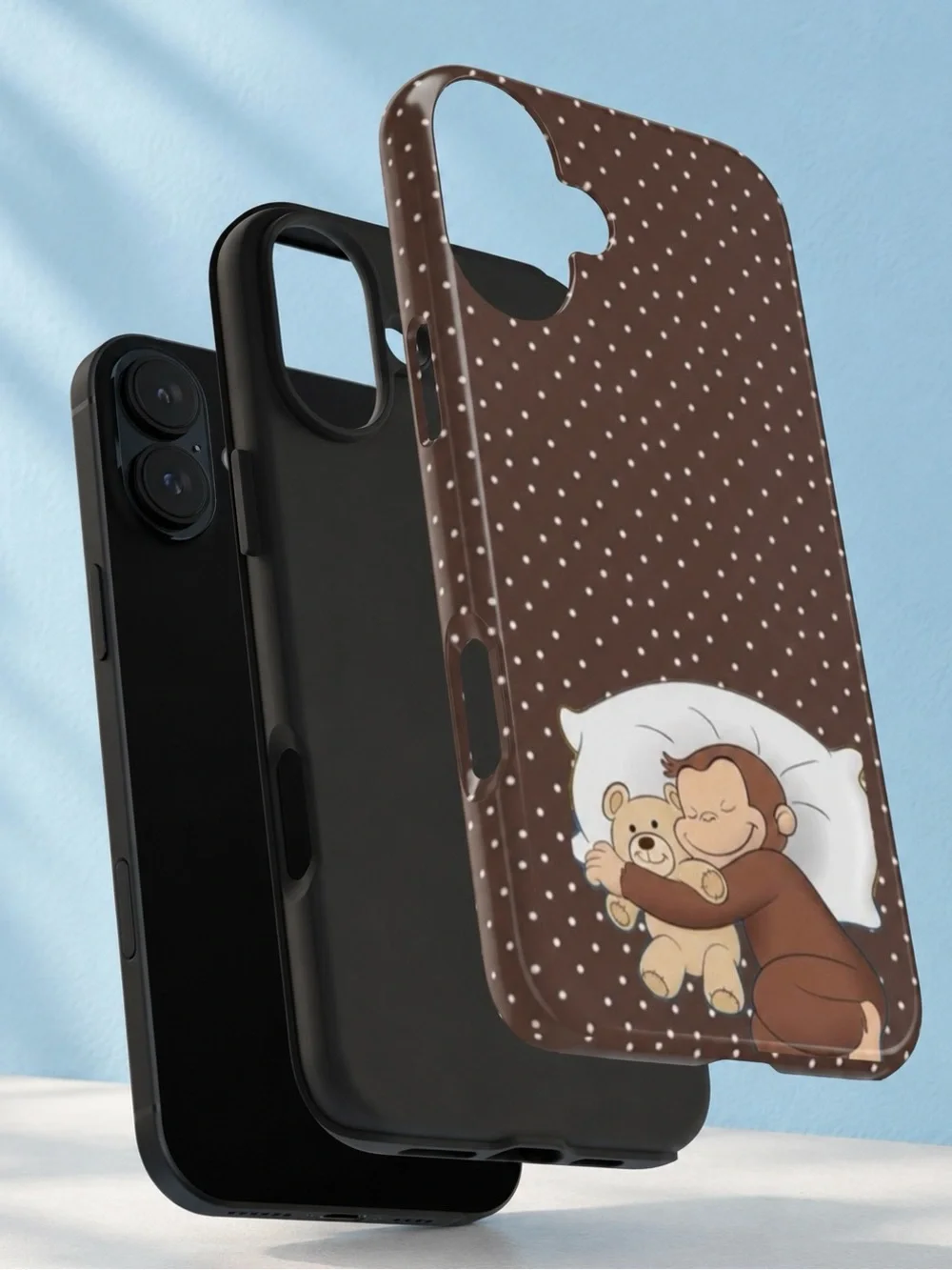 Curious George Sleeping Bear Brown Polka Dot Cozy Aesthetic Tough Phone Case